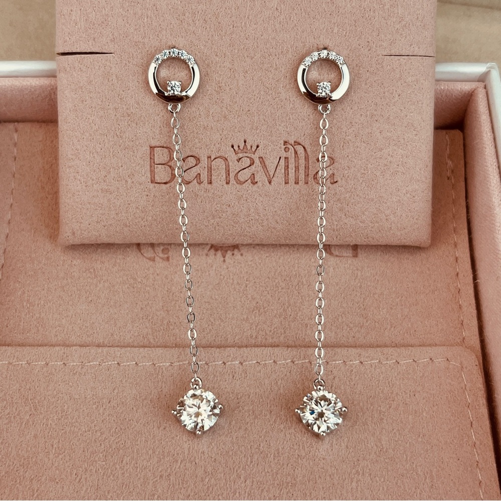 2.1ctw Moissanite Dangle Chain Stud Earrings S925